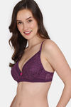 Zivame Primrose Padded Wired 3/4th Coverage Lace Bra - Dark Purple — thumbnail 3